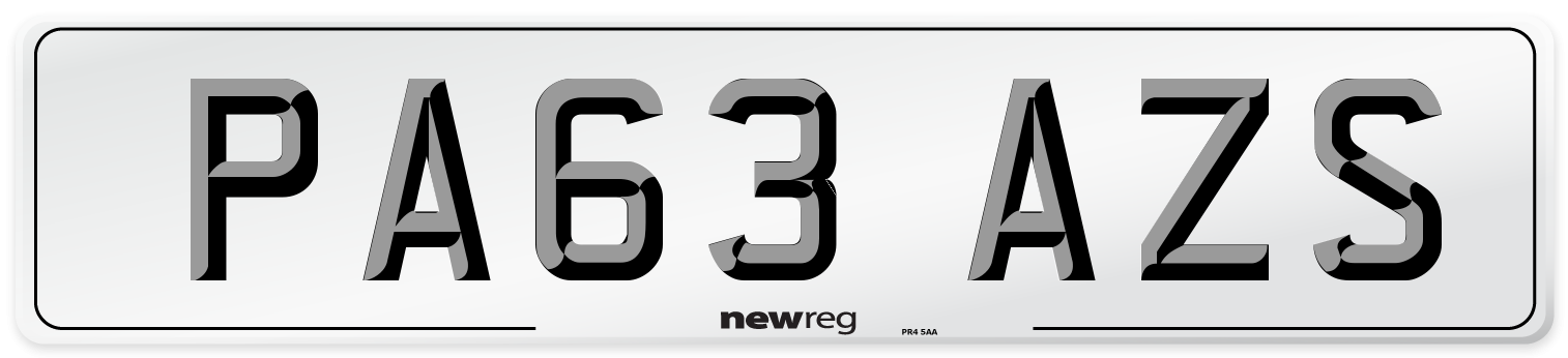 PA63 AZS Number Plate from New Reg